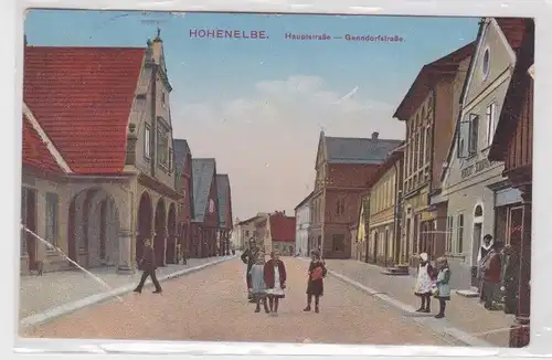 83134 Ak Hohenelbe (Vrchlabí) - Hauptstraße, Genndorfstraße, Straßenansicht 1924