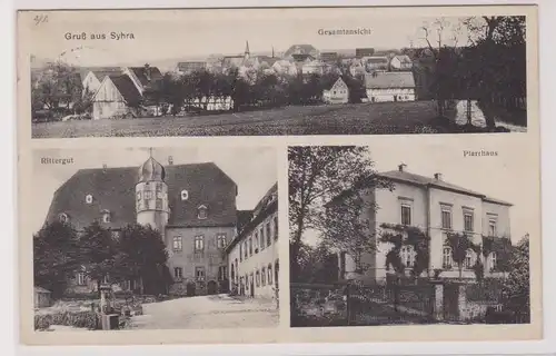 99399 Mehrbild Ak Gruß aus Syhra Gesamtansicht, Rittergut, Pfarrhaus 1935