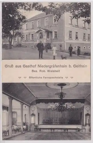 901032 Mehrbild Ak Gruß aus dem Gasthof Niedergräfenhain bei Geithain 1915