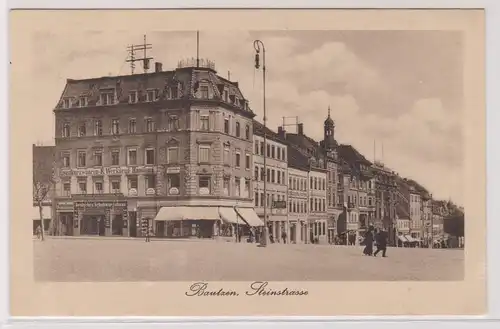 99180 Ak Bautzen Steinstrasse mit Geschäften 1914