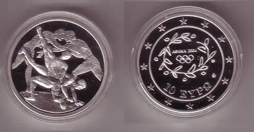 10 Euro Silber Münze Griechenland Olympiade Ringer 2004 PP (107528)