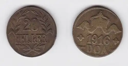 20 Heller Messing Münze Deutsch Ostafrika DOA 1916 J.724 b  (124028)
