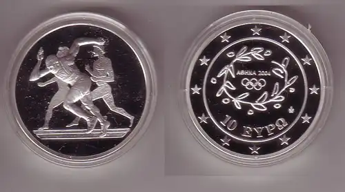 10 Euro Silber Münze Griechenland Olympiade Läufer 2004 PP (106796)