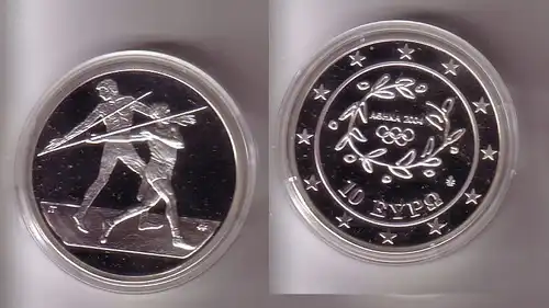 10 Euro Silber Münze Griechenland Olympiade Speerwerfer 2004 PP (109576)