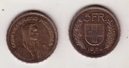 5 Franken Silber Münze Schweiz 1954 B (114126)