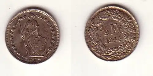 1/2 Franken Silber Münze Schweiz 1944 (109399)