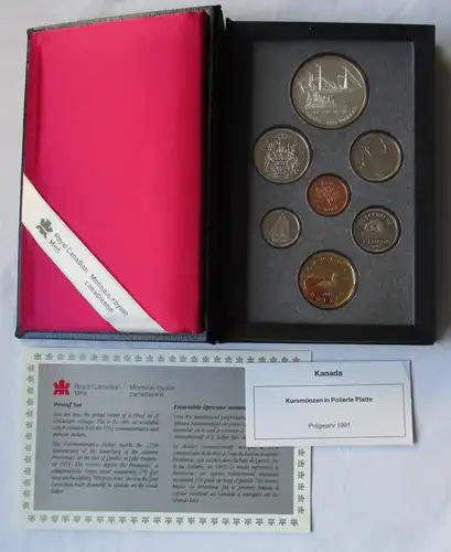 Kursmünzensatz KMS Kanada 1991 Dampfer Frontenac + Zertifikat + Etui (129735)