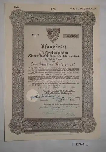 200 RM Pfandbrief Mecklenburgisch Ritterschaftl. Kreditverein Rostock (127705)