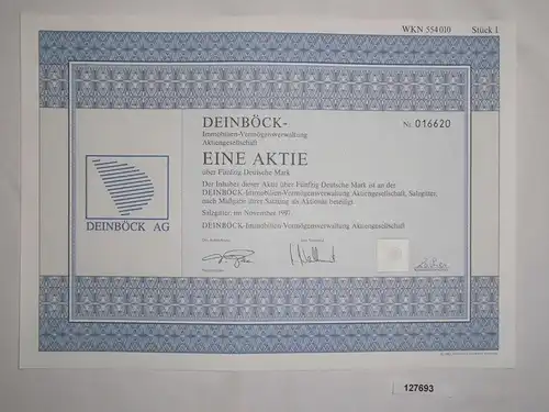 50 DM Aktie Deinböck Immobilien-Vermögensverwaltung AG Salzgitter 1997 (127693)