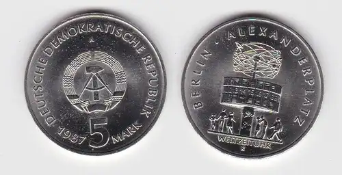 DDR Gedenk Münze 5 Mark 750 Jahre Berlin Alexanderplatz 1987 Stgl.