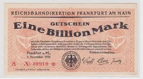 1 Billion Mark Banknote Reichsbahndirektion Frankfurt a.M. 2. Nov. 1923 (135920)