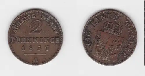 2 Pfennig Bronze Münze Preussen 1857 A ss (151498)