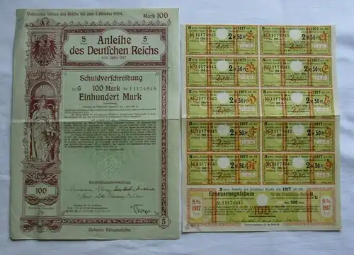 100 Mark Aktie Anleihe des deutschen Reichs Berlin 01.11.1917 (150104)