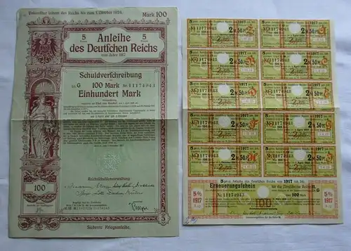 100 Mark Aktie Anleihe des deutschen Reichs Berlin 01.11.1917 (150405)