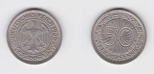 50 Pfennig Nickel Münze 1936 A Jäger 324 vz (150784)