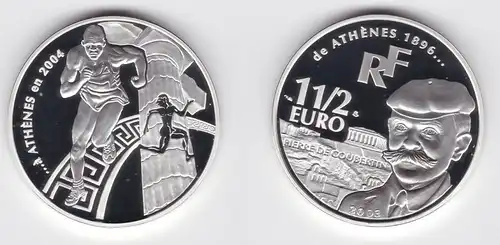 1 1/2 Euro Frankreich Olympiade Athen 2004, Pierre de Coubertin 2003 PP (150629)