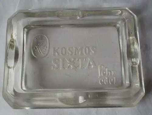 alter Reklame Glas Aschenbecher Kosmos Sixta sehr edel um 1940 (112444)