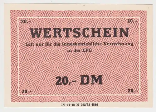 20 DM Banknoten DDR LPG Geld 1963 kassenfrisch (141796)