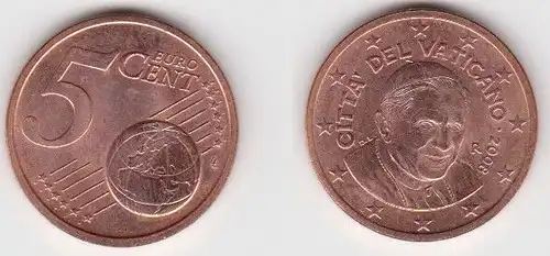 5 Cent Kupfer Münze Vatikan 2008 Papst Benedikt XVI. (112863)