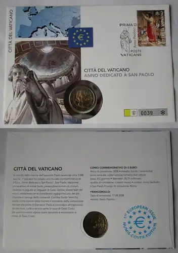 Numisbrief Vatikan 2008 2 Euro Paulusjahr Stgl. (113947)