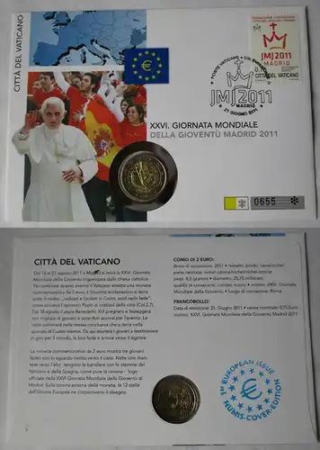 Numisbrief Vatikan 2011 2 Euro 26. Weltjugendtag Madrid Stgl. (116489)