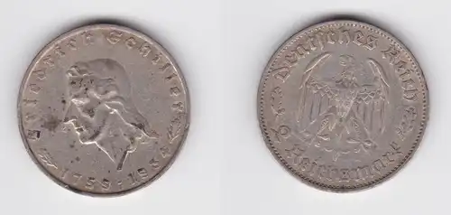 2 Mark Silber Münze Friedrich von Schiller 1934 F (156178)