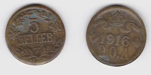 5 Heller Messing Münze Deutsch Ostafrika 1916 T vz Jäger 723b (156302)