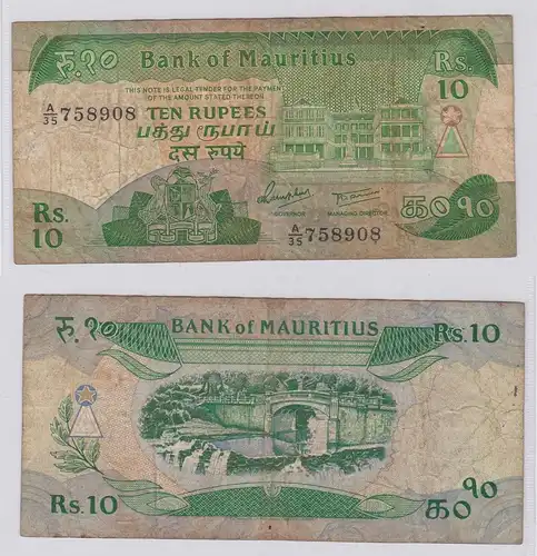10 Rupees Rupien Banknote Mauritius o. Jahr (1985) Serie A (126472)