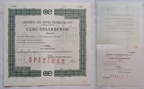 1.000 Gulden Aktie Kredit- und Wertpapierbank CEBU-Sparbrief Utrecht (135526)
