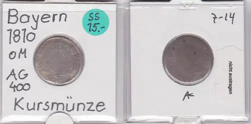 6 Kreuzer Silber Münze Bayern 1810 (121703)