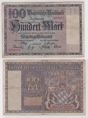 100 Mark Banknote Bayerische Notenbank München 1.1.1922 (121750)