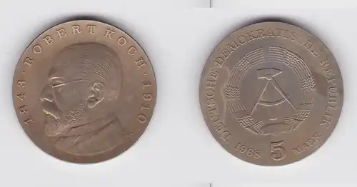 DDR Gedenk Münze 5 Mark Robert Koch 1968 fast Stempelglanz (136467)