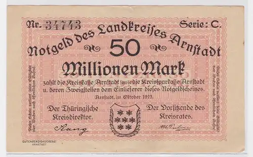 50 Millionen Mark Banknote Landkreis Arnstadt Oktober 1923 (122431)