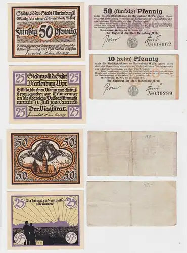 10 - 50 Pfennig Banknote Notgeld Stadt Marienburg Malbork 1917/1920 (135898)