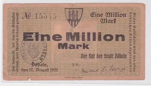 Eine Million Mark Banknote Stadt Döbeln 17.August 1923 (122584)