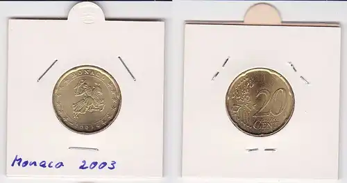 20 Cent Messing Münze Monaco 2003 Siegel der Fürstenfamilie Grimaldi (125218)