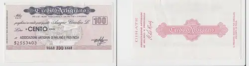 100 Lire Banknote Italien Italia Credito Artigiano 4.4.1977 (155402)