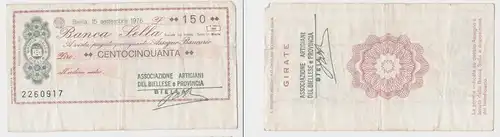 150 Lire Banknote Italien Italia Banca Sella 15.9.1976 (156217)