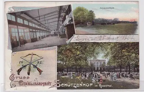 87196 Mehrbild Ak Gruß vom Etablissement Schützenhof im Rosenthal Leipzig 1907