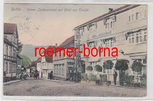 79121 Ak Ruhla unter Lindenstraße mit Hotel zur Traube 1912