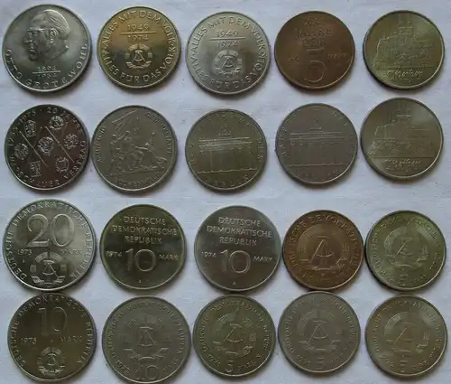 10 x DDR Gedenk Münzen 5,10 und 20 Mark Grotewohl, Buchenwald, Meißen (154696)
