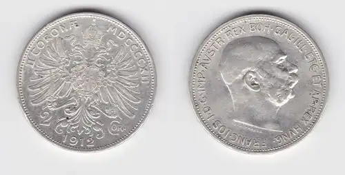 2 Kronen Silber Münze Österreich 1912 vz (154946)