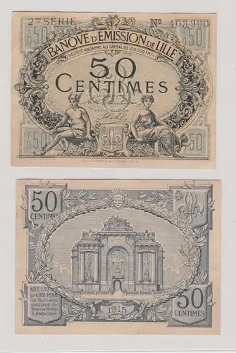 50 Centimes Banknote Frankreich Banque dÉmission de Lille 1915 (102579)