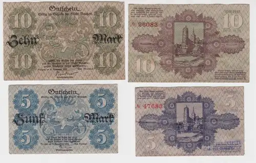 5 und 10 Mark Banknoten Stadt Bautzen 8.November 1918 (103583)
