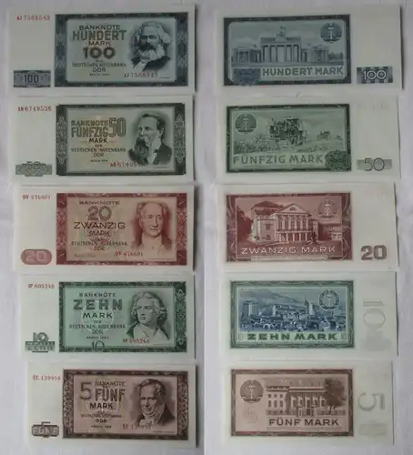 Banknoten Satz 5 bis 100 Mark DDR 1964 in kassenfrische Erhaltung (123525)