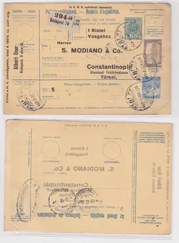 906862 Paketkarte S. Modiano & Co. Budapest nach Konstantinopel 1912