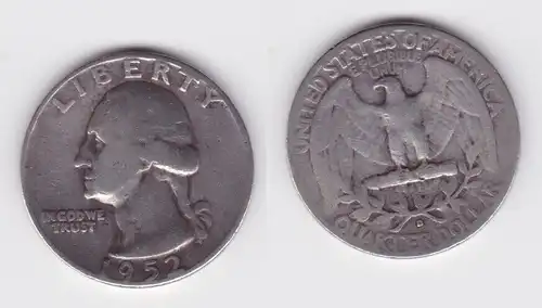 1/4 Dollar Silber Münze USA 1952 ss (164572)