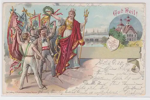 904190 Ak Lithographie Deutscher Turnerbund "Gut Heil!" 1899