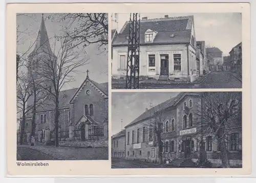 90180 Mehrbild Ak Wolmirsleben Haus der Küchengeräte, Gasthof, Kirche 1954