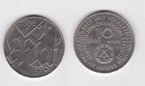 DDR Gedenk Münze 10 Mark 100.Jahre 1.Mai Feiertag 1990 (102908)